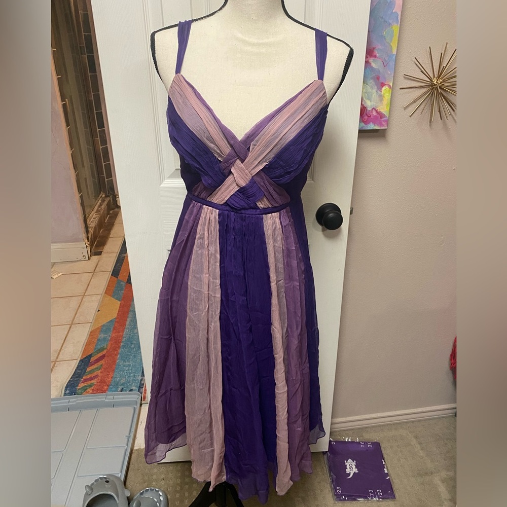 Silk lined purple evening cocktail dress